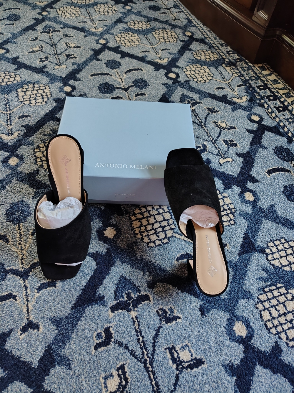 Antonio Melani Black Suede Slide Sandals Sz. 8 Brand New